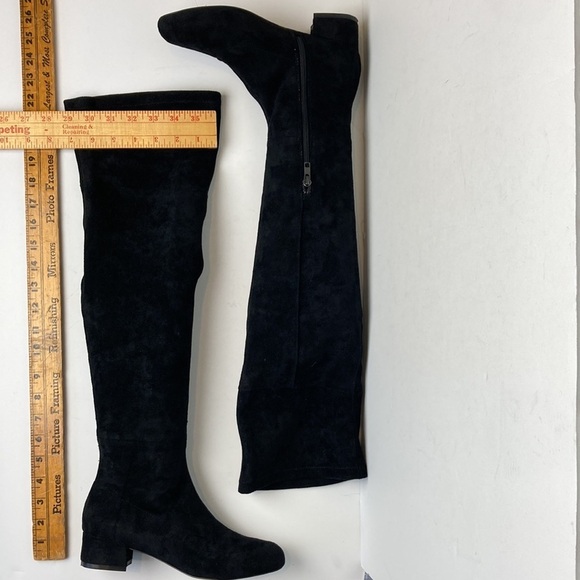 Anthropologie Black Suede Over-The-Knee Boots 1.5” Block Heel Sz 6 Witchy Office - Picture 14 of 16